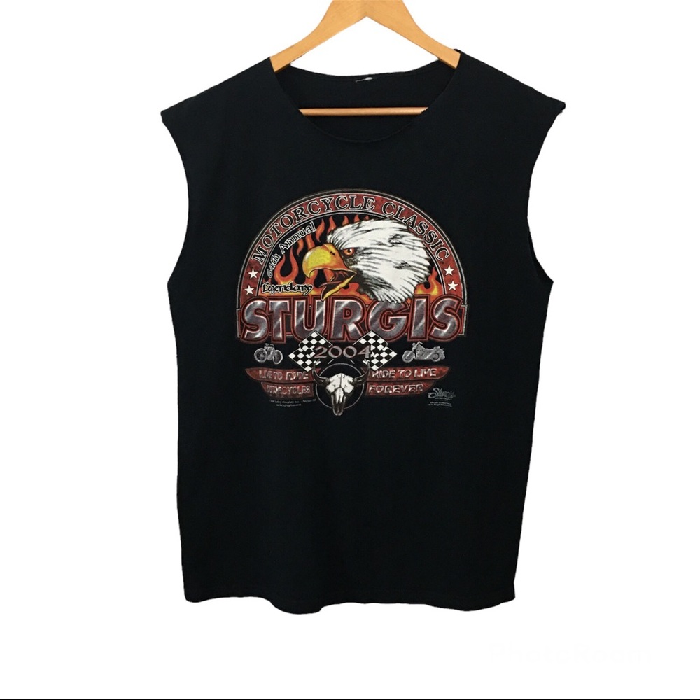 Sturgis 2004 Black Ride To Live Eagle Graphic Muscle Biker T-shirt
